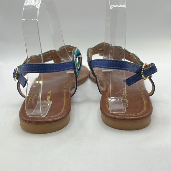 CL By Laundry Nida Sandals Thongs Shoes Peacock Braided Blue Gold Womens 7.5 - Picture 4 of 15